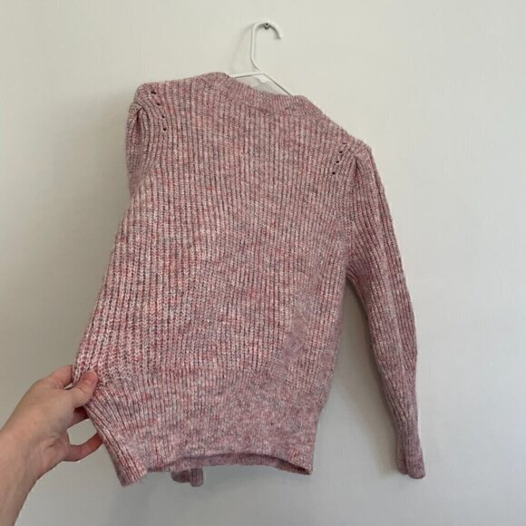 A NEW DAY Puff Sleeve Crewneck Pullover Sweater Pink White Multi Chunky Knit XXL - Picture 13 of 13